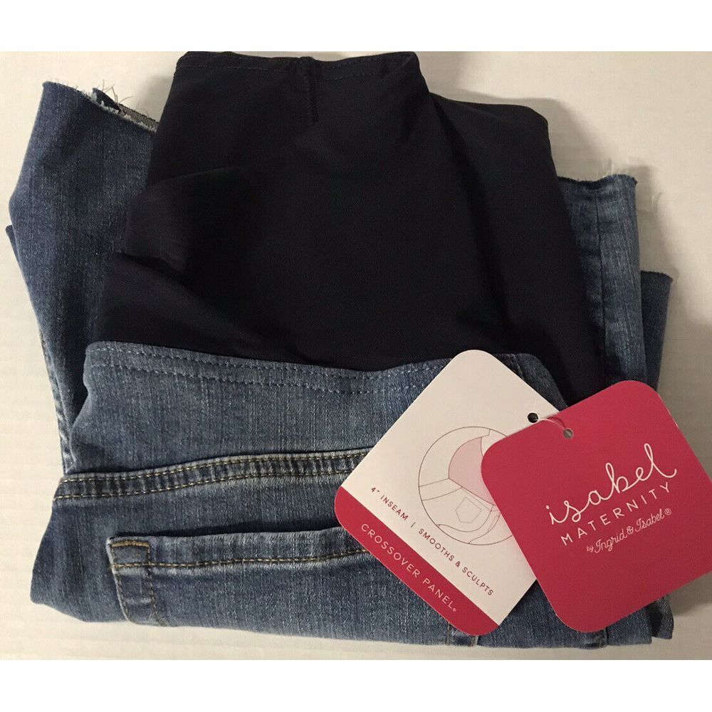 Isabel Maternity Women 8/29 4" Inseam Crossover Panel Light Wash Shorts